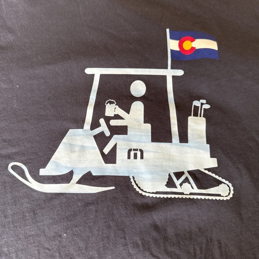 Travis Mathew's Colorado Flag T-shirt Golf XL Gun Metal Blue NWOT - Picture 2 of 6